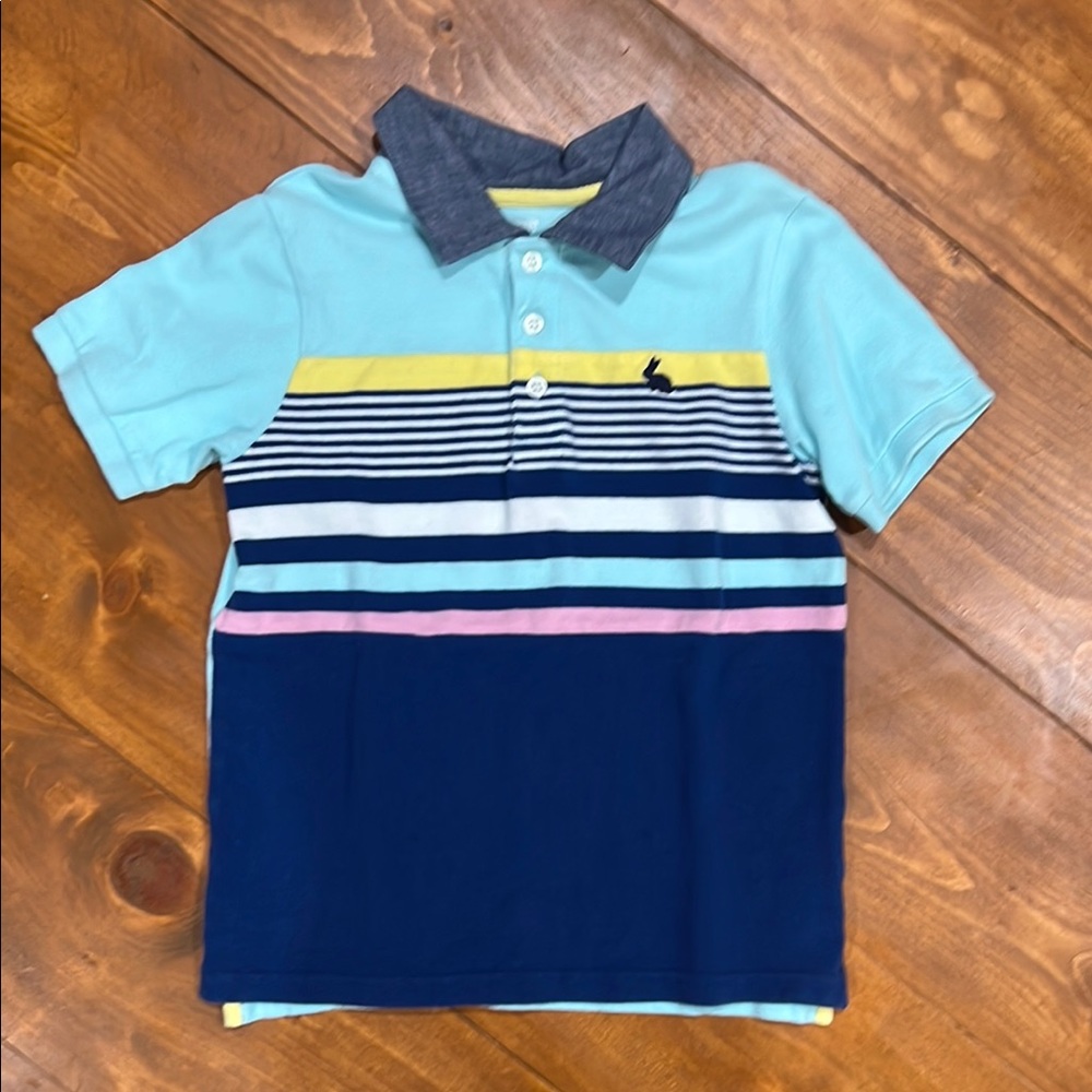 Children's Striped Polo Shirt - Blue and Yellow